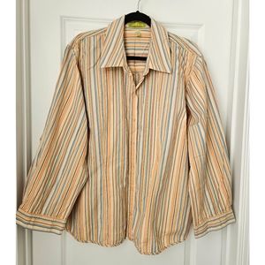 Sigrid Olsen Bright Colored Striped Cotton Button Up Shirt